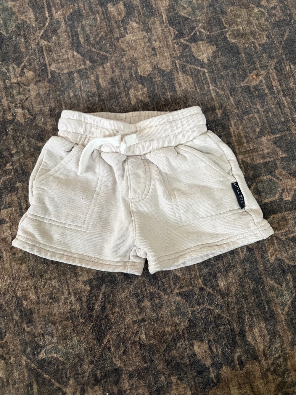 Little Bipsy Cream/gray Drawstring Shorts